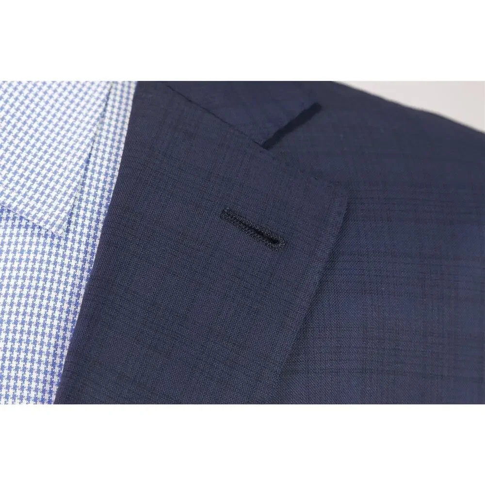 Ermenegildo Zegna 15 Milmil 15 Current Navy Blue Plaid 2Btn Sportcoat Blazer 42S